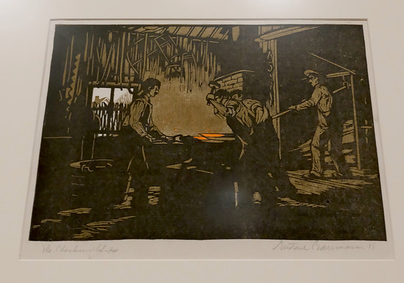 Gustave Baummann exhibit, New Mexico Musuem of Art, Santa Fe, NM, "The Blacksith Shop" (also known as "At the Forge") 1910/1914