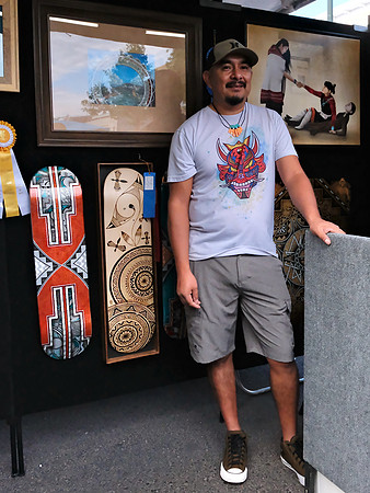 Indian Market 2026 - skateboard art by Keith Edaakie, Zuni Pueblo