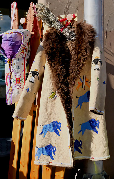 Indian Market - bead work on buffalo robe 1 by Eli Snow, Alberta, Canada