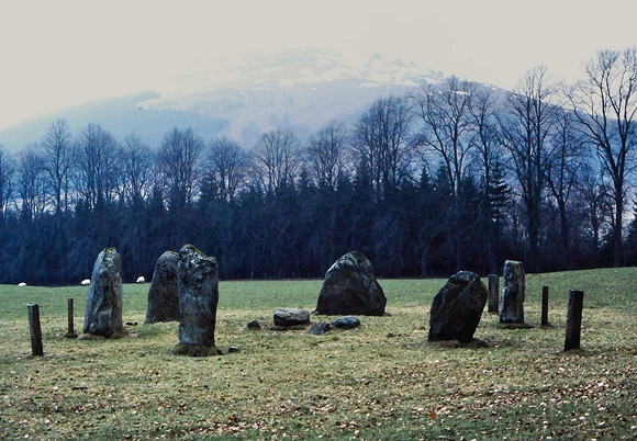 standing stones near Killin, Pethshire, Scotland in the shadow of Ben Lawers 1991