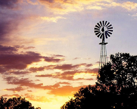 windmill sunset at Bluewater Lake, NM