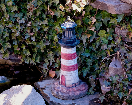 ABQ Botanic Garden lighthouse in G scale railroad garden  1 2025